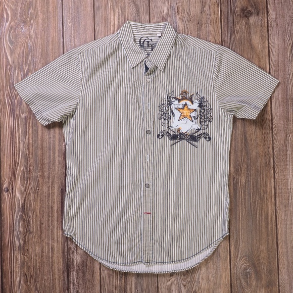 guess striped button up
